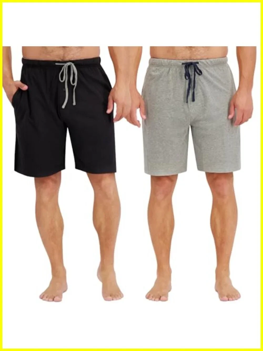 Men's Woven Lounge Shorts Cotton Poly 2-Pack Pockets Drawstring
